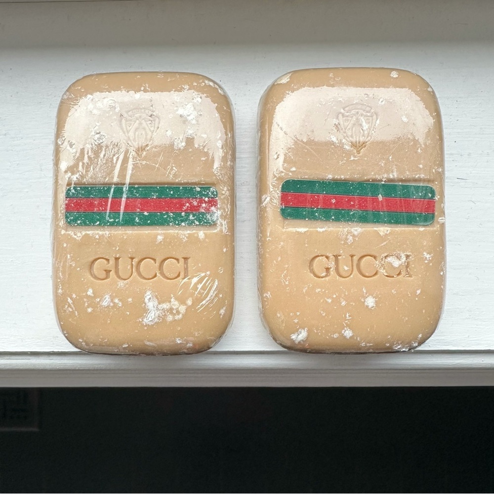 2PC Gucci Facial Soap Bars with Classic Green&Red Stripes Sealed